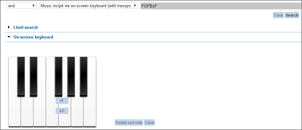 Incipit search with keyboard